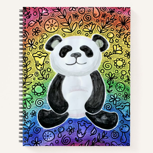 Rainbow Panda Sketchpad Notebook (Front)