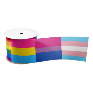 Rainbow, Pansexual, Transexual & Bisexual Flags Satin Ribbon