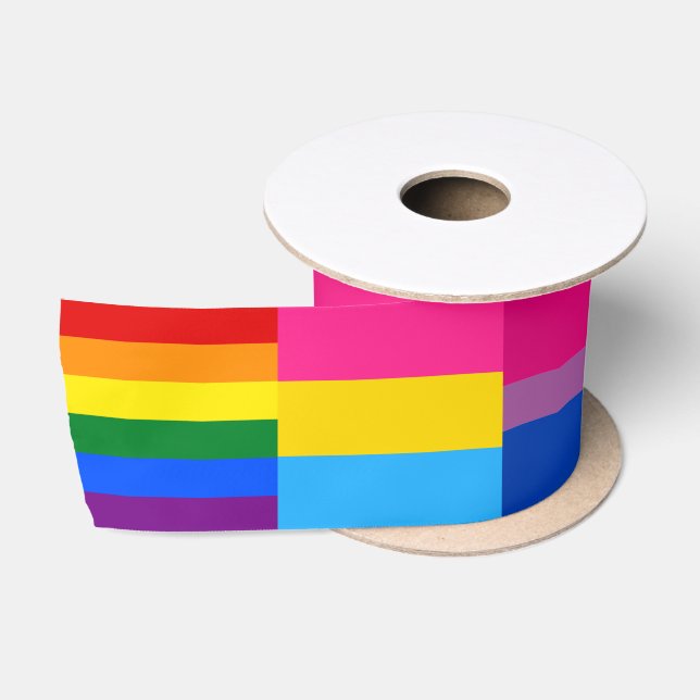 Rainbow, Pansexual, Transexual & Bisexual Flags Satin Ribbon (Spool)