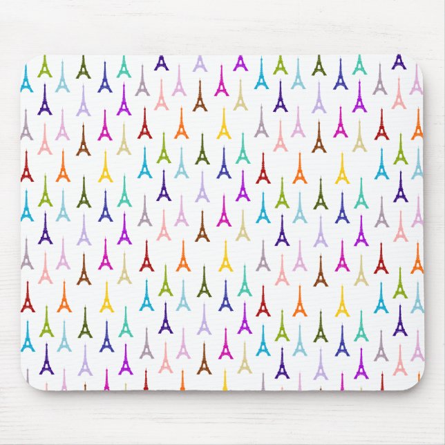 Rainbow Paris Eiffel Tower pattern Mouse Pad (Front)