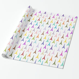 Rainbow Paris Eiffel Tower pattern Wrapping Paper