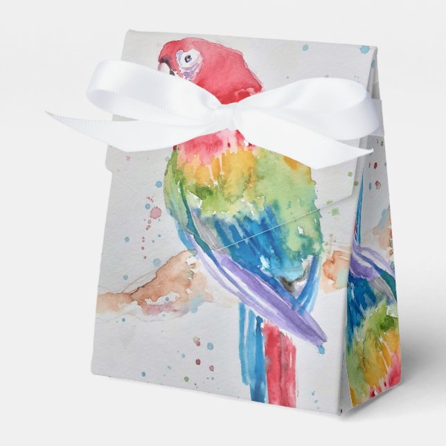 Rainbow Parrot Bird Child Birthday Cake Favor Box (Front Side)