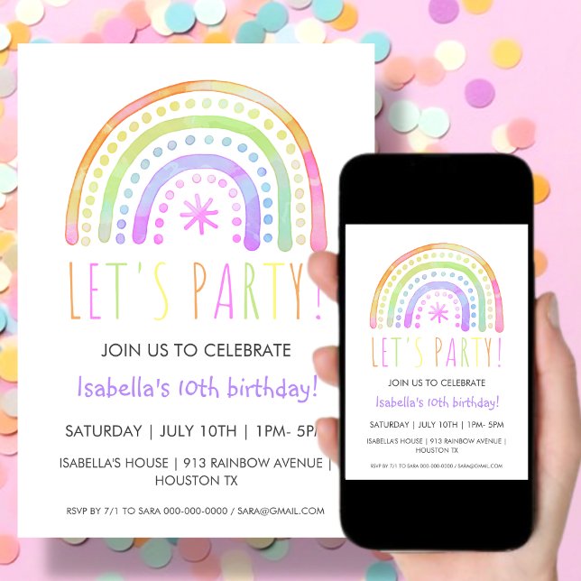 Rainbow Party | Birthday Invitation (Creator Uploaded)