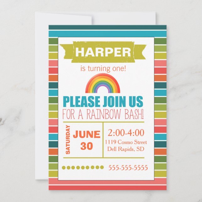 Rainbow Party Invitation (Front)