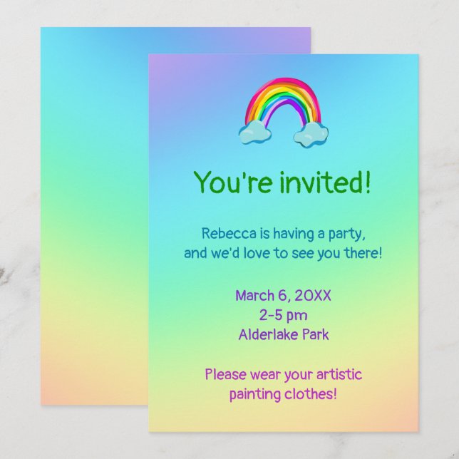 Rainbow Party Invitation (Front/Back)