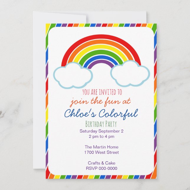 Rainbow Party Invitation (Front)