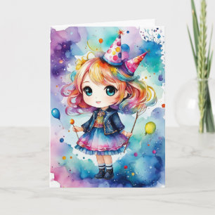Rainbow Party Magic - Customizable Birthday Card