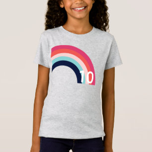 Rainbow Party Personalised Age Pink Blue Grey T-Shirt