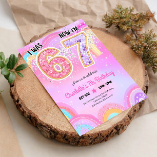 Rainbow Pastel 7th Birthday Invitation