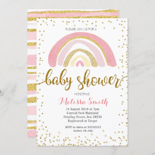 Rainbow pastel baby shower Invitation card girl