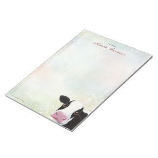 Rainbow Pastel Black & White Cow Large Notepad