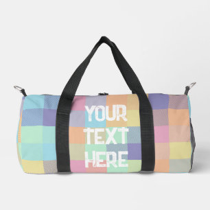 Rainbow Pastel Colour Buffalo Check Plaid 90s Smal Duffle Bag