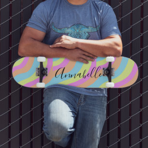 Rainbow Pastel Colour Cute Retro Skateboard