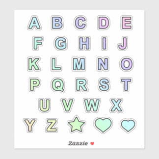 Rainbow Pastel Colours Monogram Letters Alphabet