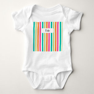 Rainbow pastel colours retro vertical stripes baby bodysuit