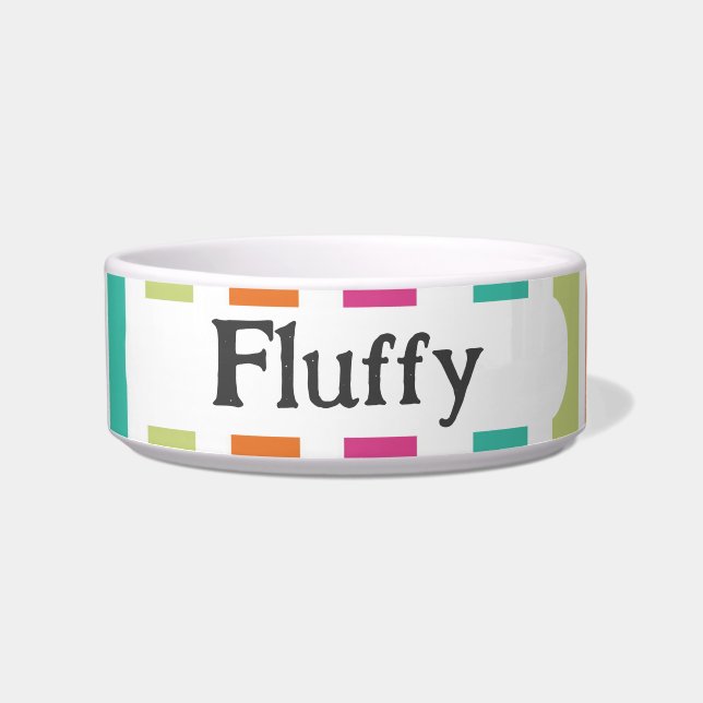 Rainbow pastel colours retro vertical stripes bowl (Front)