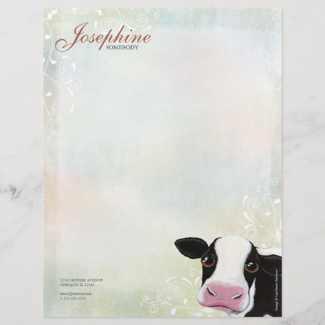 Rainbow Pastel & Cow Personal Letterhead (Front)