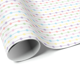 Rainbow Pastel Dot Stripes for Gender Neutral Wrapping Paper