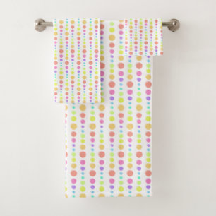 Rainbow Pastel Dots Pattern Bath Towel Set