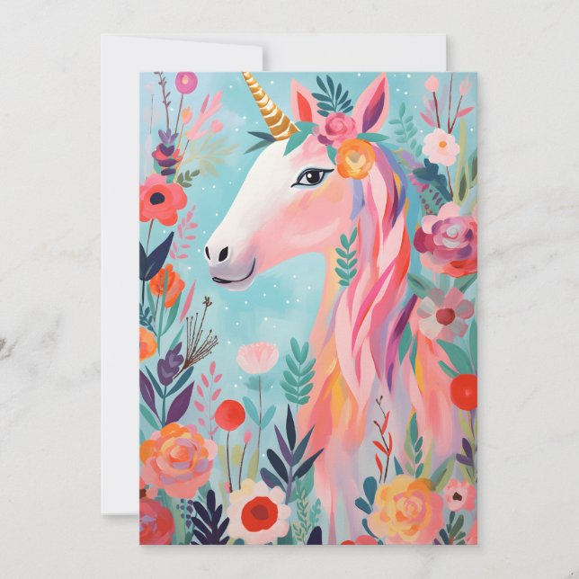 Rainbow Pastel Dream Unicorn  Invitation (Front)