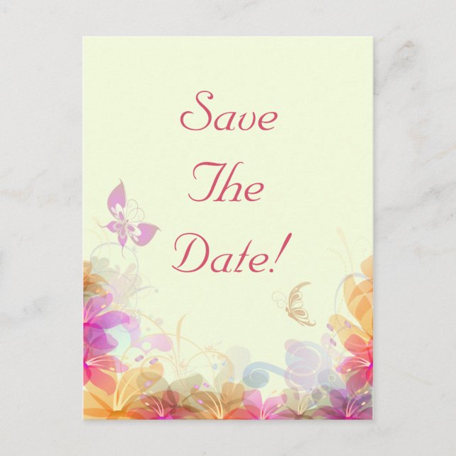 Rainbow Pastel Florals Wedding Save The Date Announcement Postcard (Front)