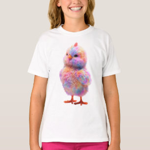 Rainbow Pastel Fluffy Cotton Candy Chick Kids T-Shirt