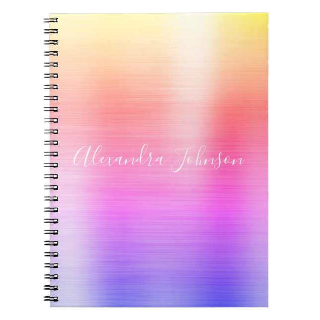 Rainbow Pastel Foil Professional Girly Notebook (Front)
