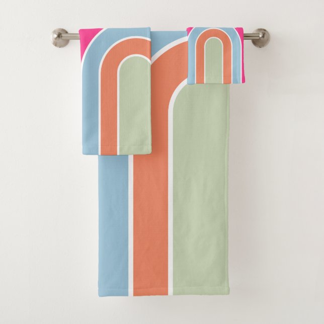 Rainbow Pastel Green Bath Towel Set (Insitu)