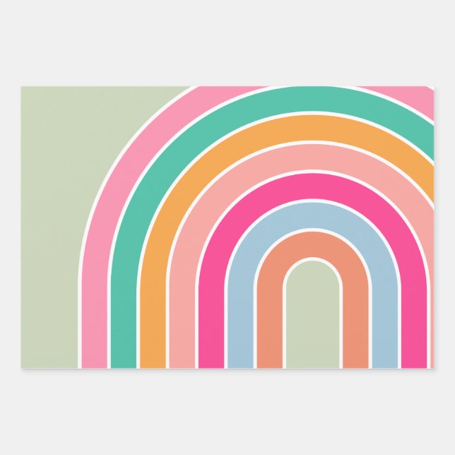 Rainbow Pastel Green Wrapping Paper Sheet (Front)