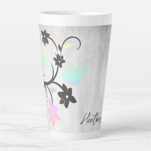 Rainbow Pastel Lovebirds Personalised Latte Mug