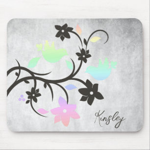 Rainbow Pastel Lovebirds Personalised Mouse Pad