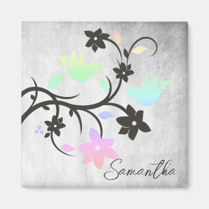 Rainbow Pastel Lovebirds Personalized Magnet