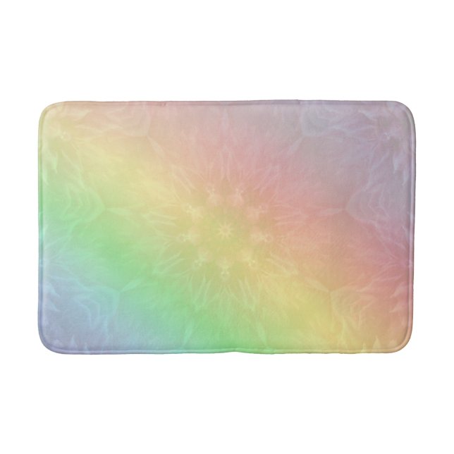 Rainbow Pastel Mandala design Bath Mat (Front)