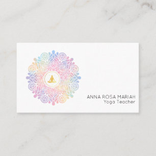 *~* Rainbow Pastel Mandala Women Meditation Energy Business Card