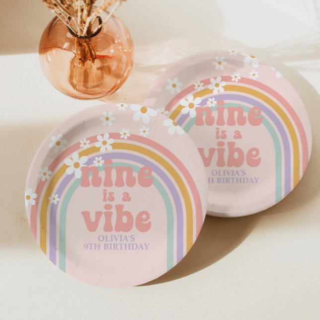 Rainbow Pastel Nine is a Vibe 9th birthday Paper Plate (Creator Uploaded)