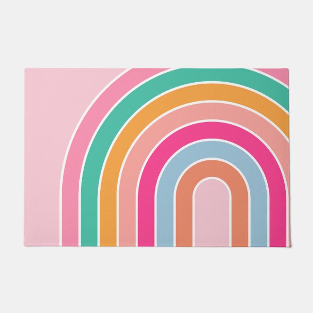Rainbow Pastel Pink Doormat (Front)