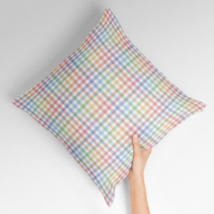 Rainbow pastel plaid cute spring gingham cushion