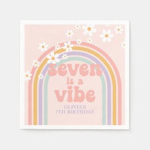 Rainbow Pastel Seven is a Vibe 7th birthday Napkin