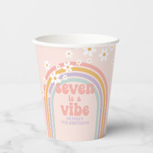 Rainbow Pastel Seven is a Vibe 7th birthday Paper Cups