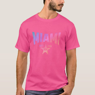 Rainbow Pastel Souvenir USA Star Miami Florida T-Shirt