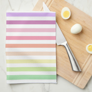 Rainbow Pastel Stripes Tea Towel