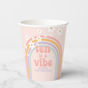 Rainbow Pastel Ten is a Vibe 10th birthday Paper Cups