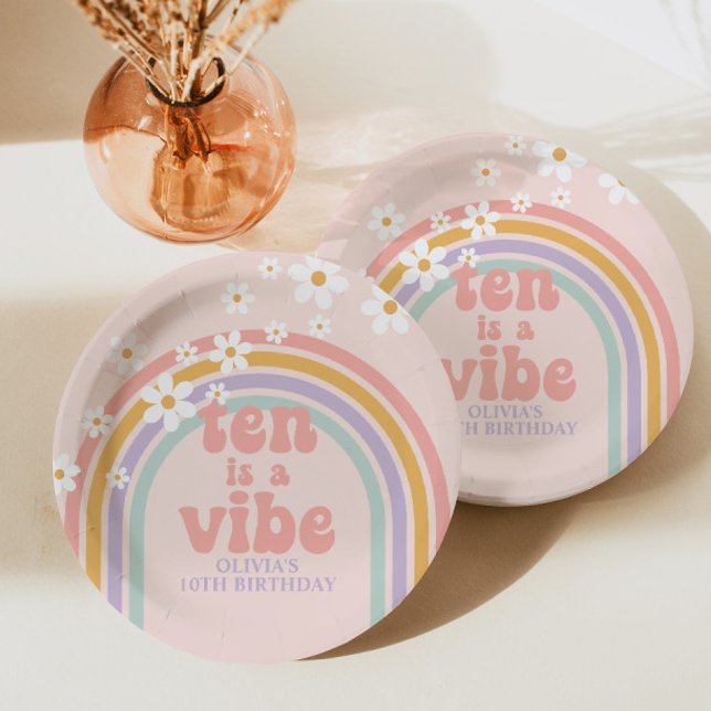 Rainbow Pastel Ten is a Vibe 10th birthday Paper Plate (Creator Uploaded)