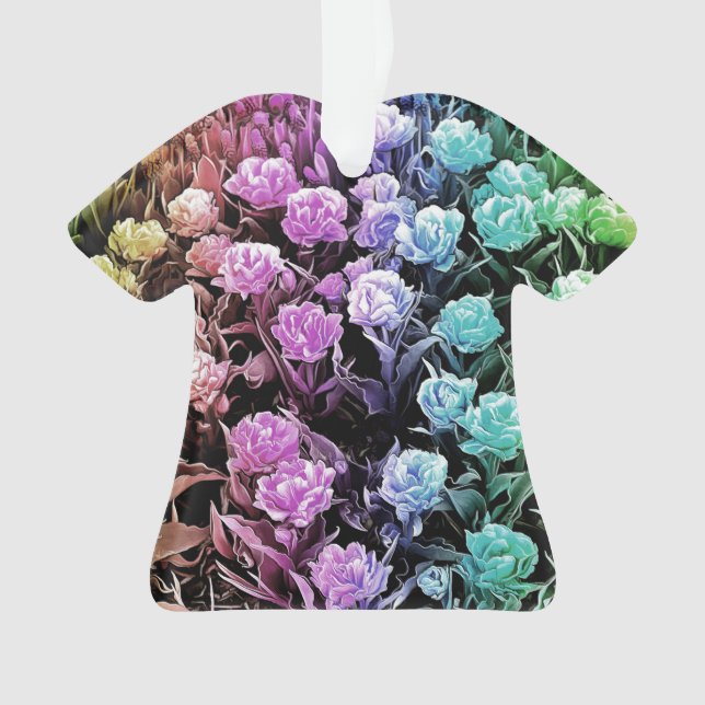 Rainbow Pastel Tulips Dress Ornament (Front)