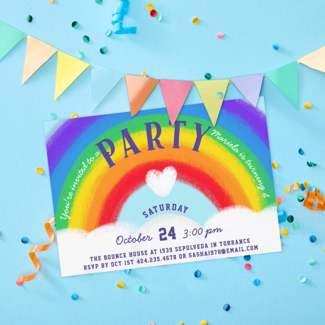 Rainbow Pastels Photo Birthday Party Invitation (Creator Uploaded)