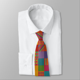 Rainbow Patchwork Plaid  Tie