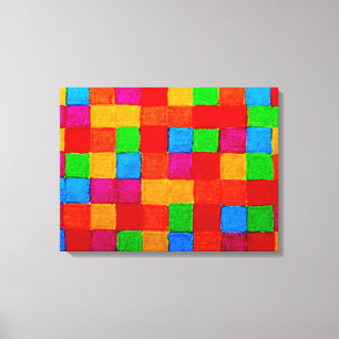 Rainbow Patchwork Quilt Colour Grid Abstract Canvas Print