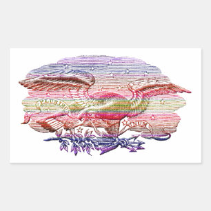 Rainbow Patriotic Eagle USA Americana Art Rectangular Sticker