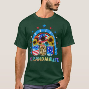 Rainbow Patriotic Jars Grandma Life American Flag T-Shirt