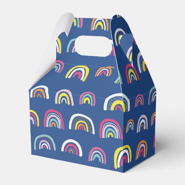 Rainbow pattern blue favour box (Front Side)